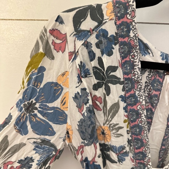 FREE PEOPLE 8 Violet hill ruffle detail V neck Tie boho shabby chic tunic dress - Picture 8 of 15